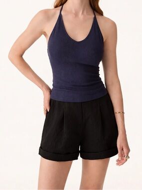 OGL Black European Linen Mid Rise Shorts Size Medium NWT